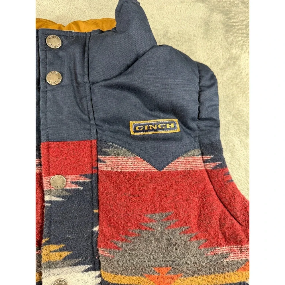 Cinch Vest Youth Boys L 12 Aztec Western Puffer Snap Front Ranch